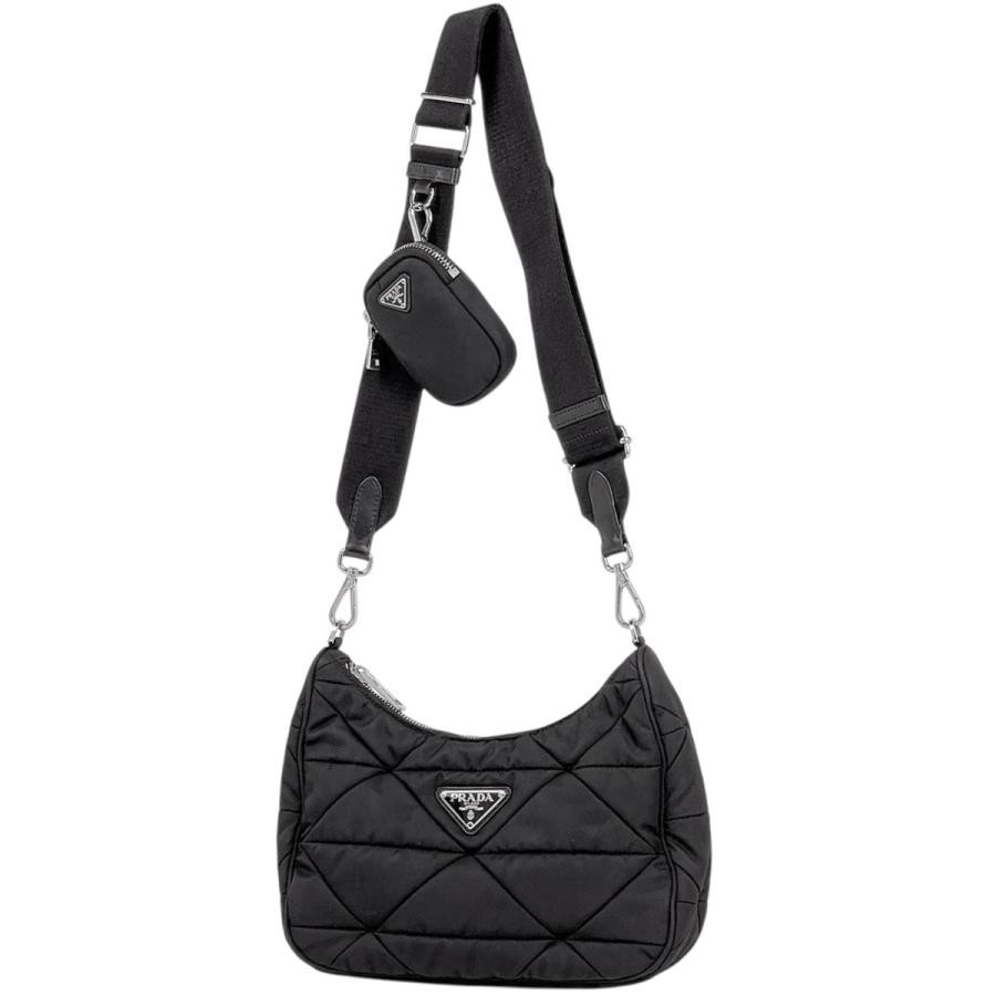 Prada Padett Rinelnylon Re-Nylon Logo Plate Nylon Black Shoulder Bag #BS262