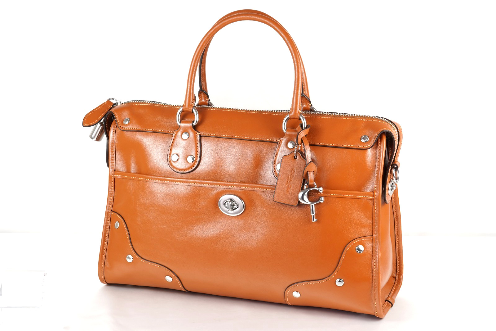 COACH Rider Satchel Bag 38 Light Antique Gold/Amber Brown CFN67 Ships in 24H