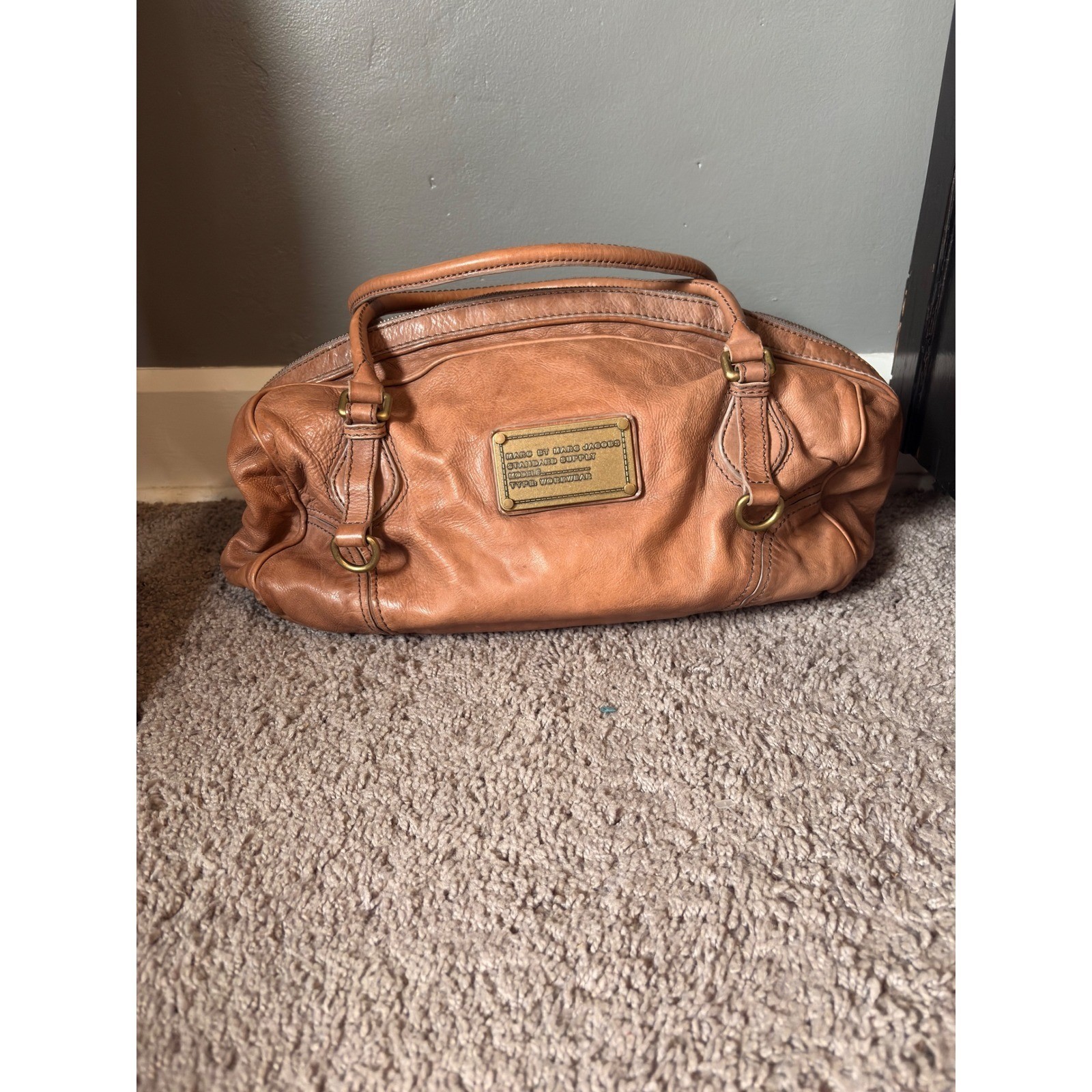 Marc Jacobs Standard Supply Workwear Large Tan Leather Satchel Bag Handbag