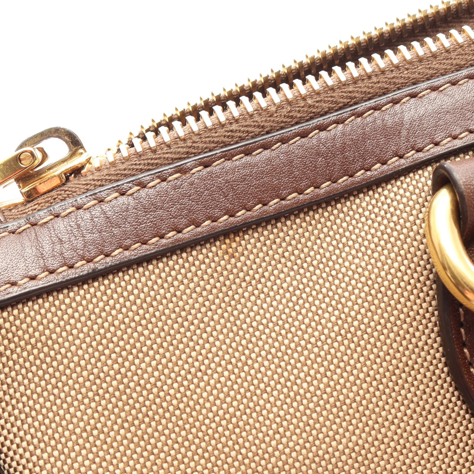 Prada LOGO JACQUARD 2WAY Handbag Brown Leather #RCB14628