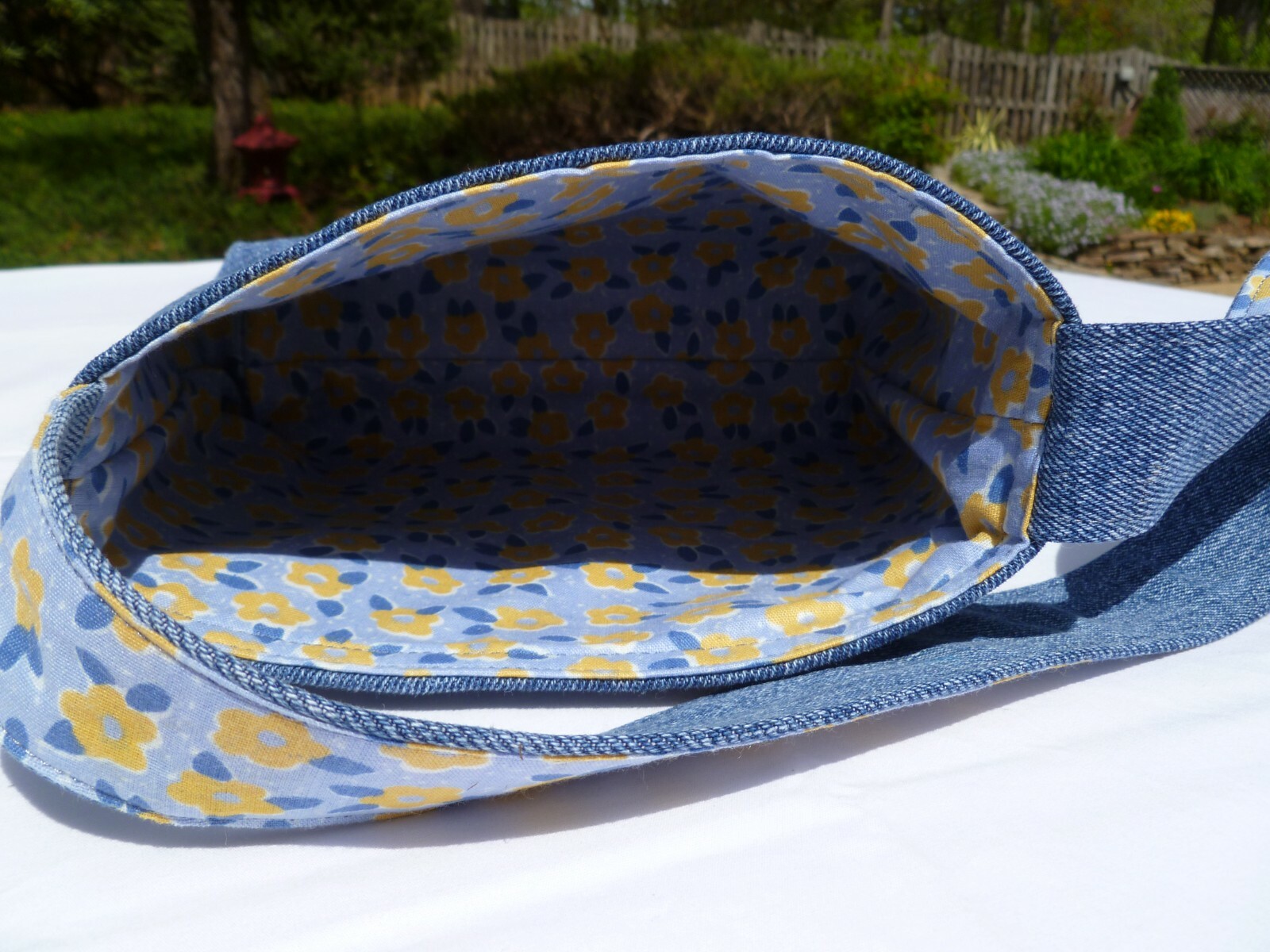 Upcycled Denim Handbag Handcrafted from Blue Jeans Lined 8.5 in W x 7 in H