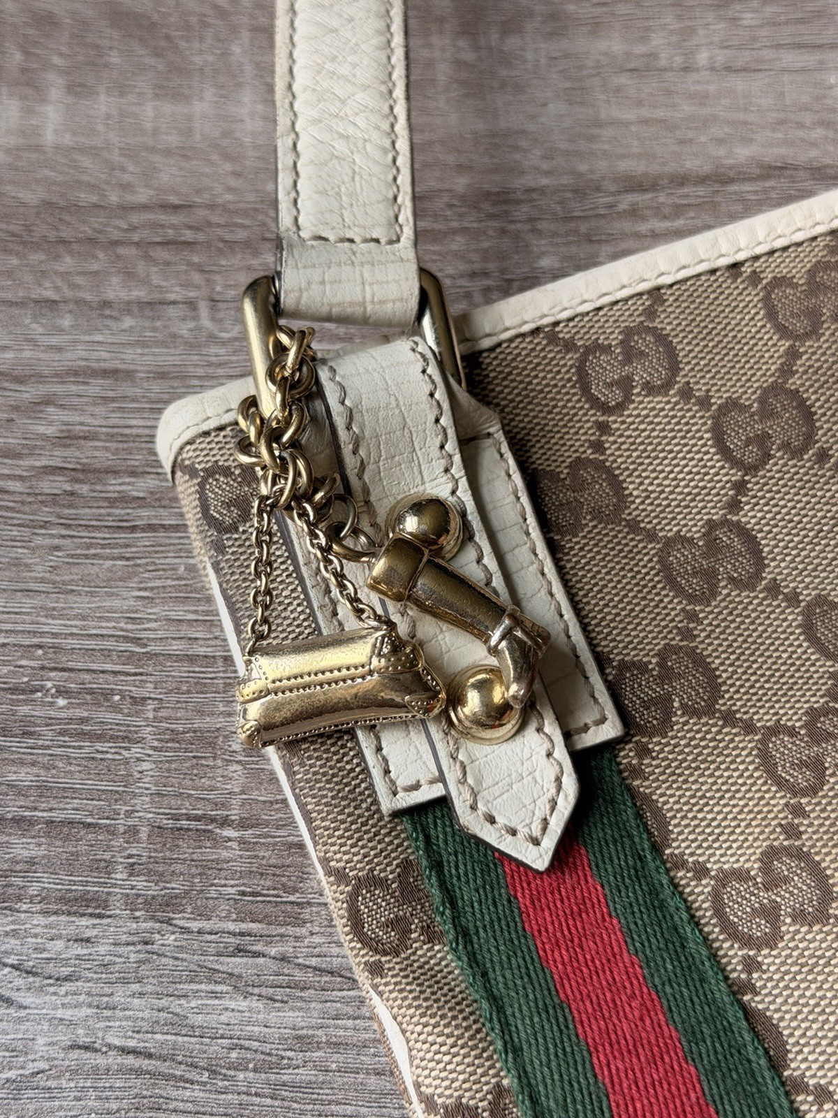Gucci Jolicoeur GG Web Messenger Bag Beige Canvas With Dust bag