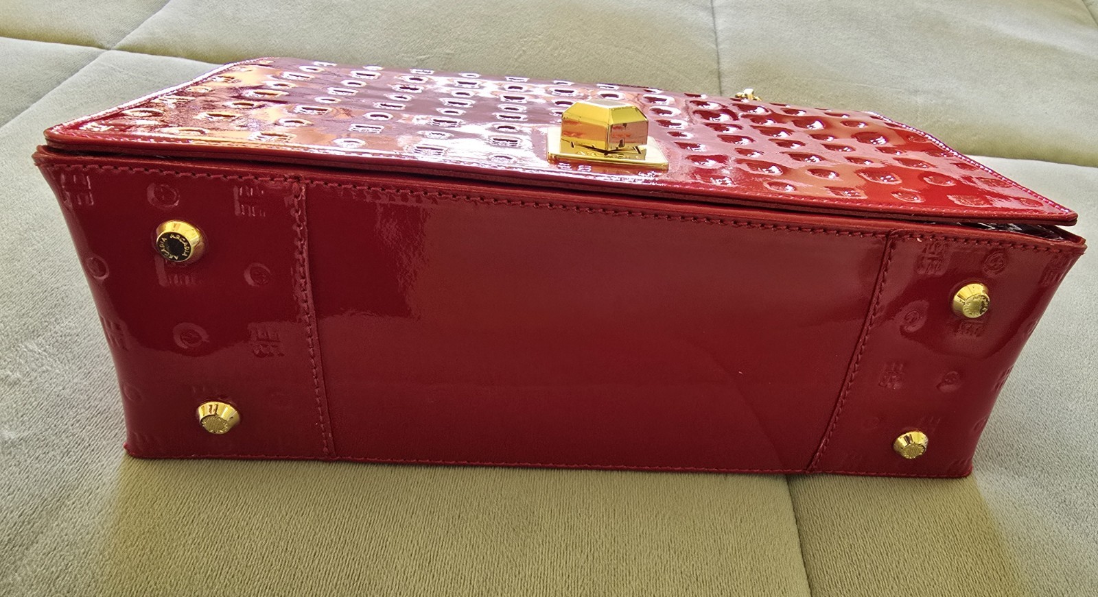 Arcadia Italy Laila Red Patent Leather Crossbody Bag with Adjustable Strap