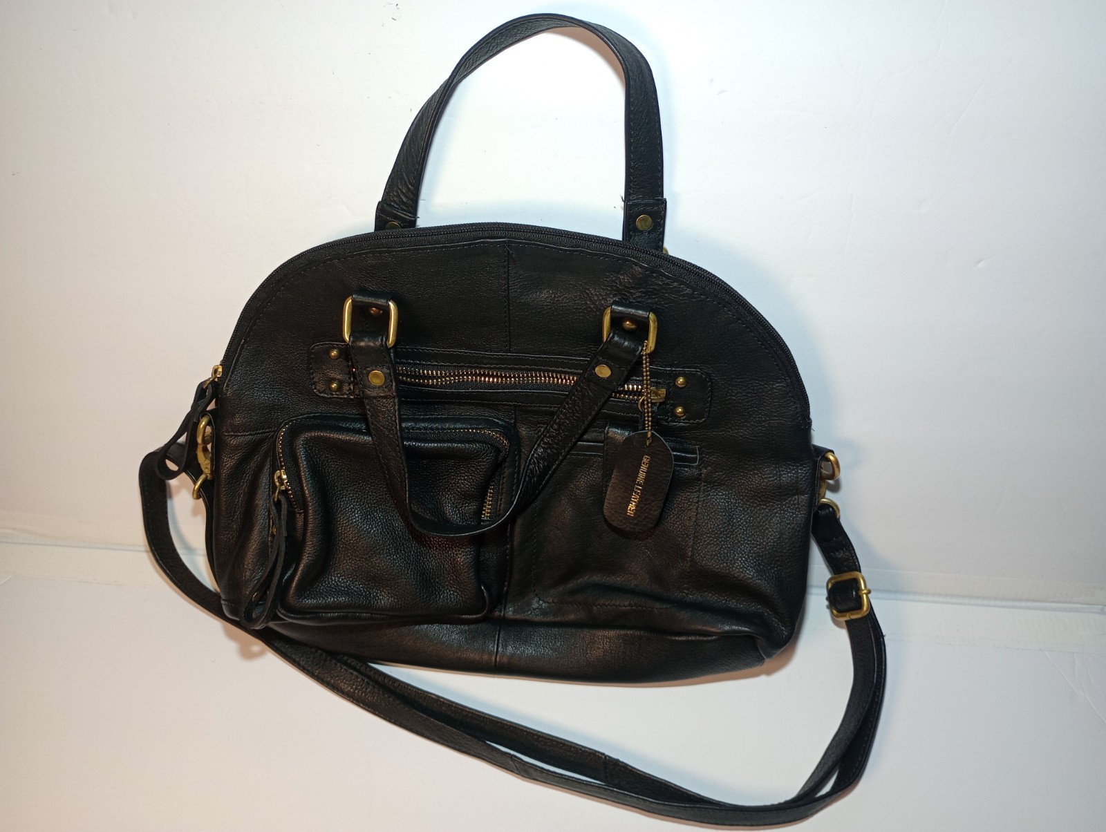 Great American Leather Works, Women’s Black Leather Shoulder Bag Purse Satchel
