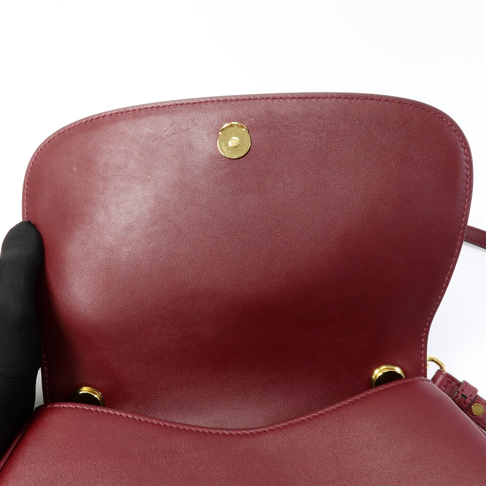 GUCCI GG GHW Medium Blondie 2 Way Shoulder Bag Calfskin Leather Red