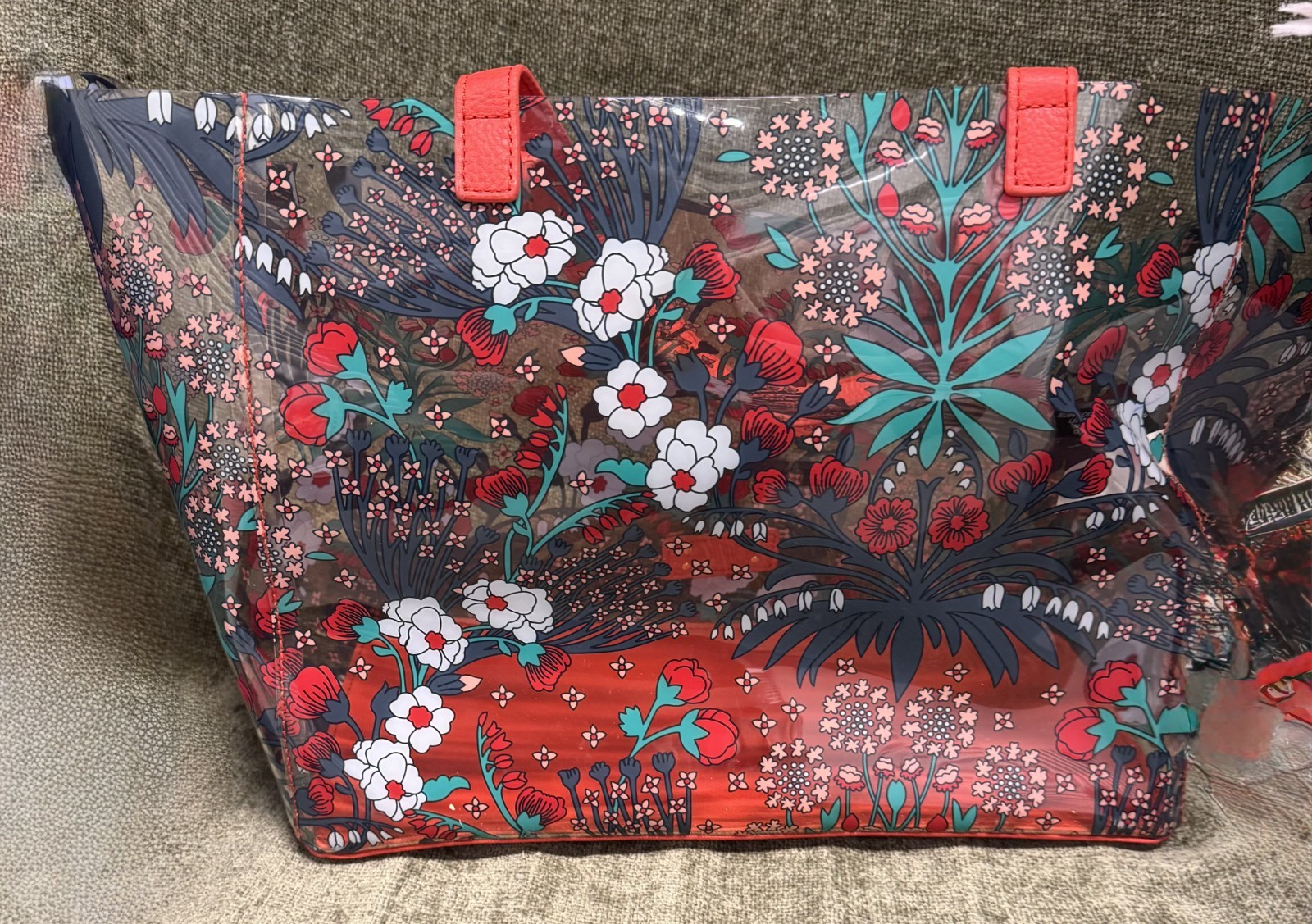 Marc By Marc Jacobs Clear PVC Double Strap Tote with Multi-Color Floral Pattern