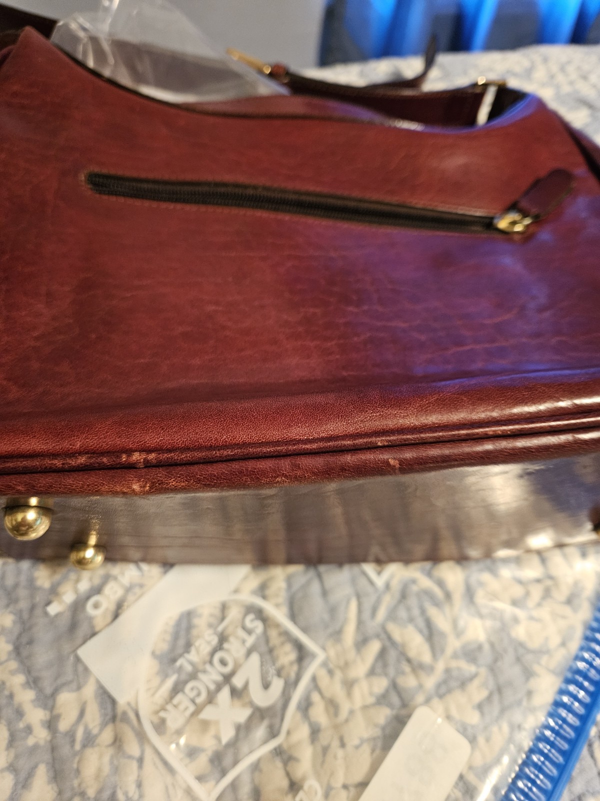 Oroton Brown Leather Vintage Satchel Hand Bag Purse