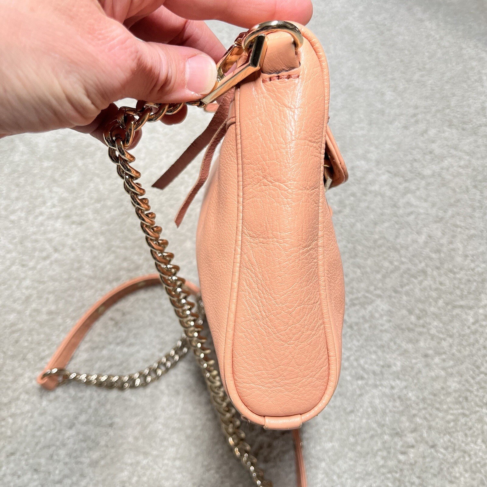 Rebecca Minkoff Mini MAC Crossbody Leather Purse Peach Gold Hardware Clutch Bag