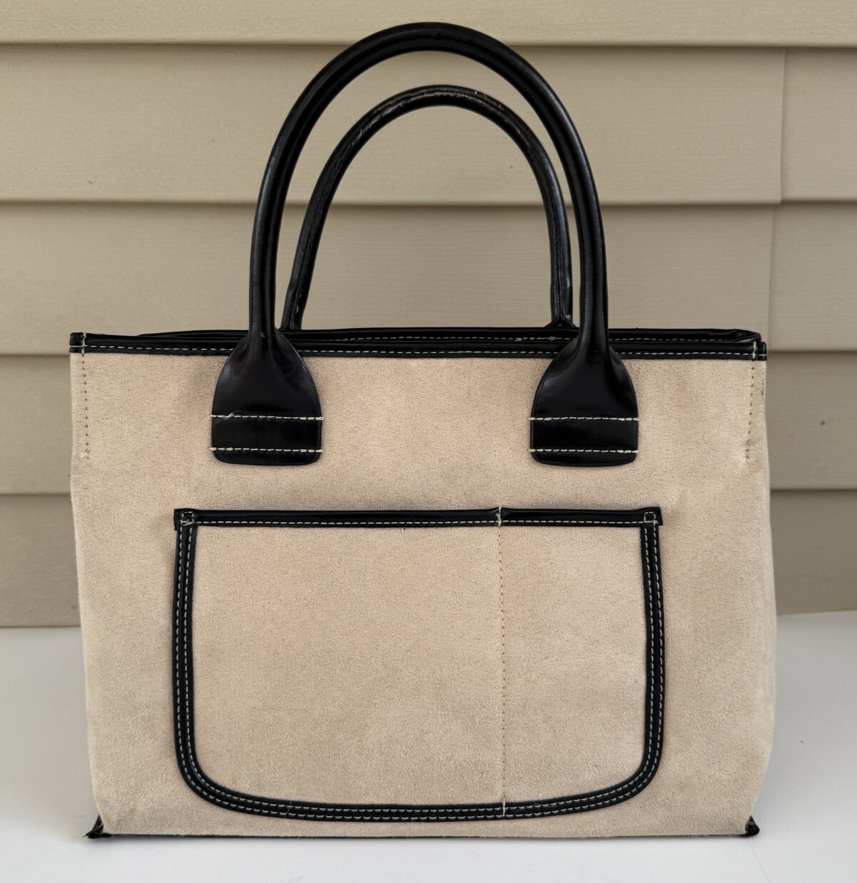 Saks Fifth Avenue Suede Hand Bag Tote (12x9x4 inch)