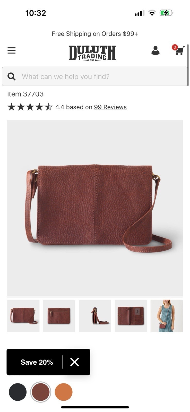 DULUTH TRADING Co Brown Crossbody Leather Organizer Cards Cash Coins ID Wallet