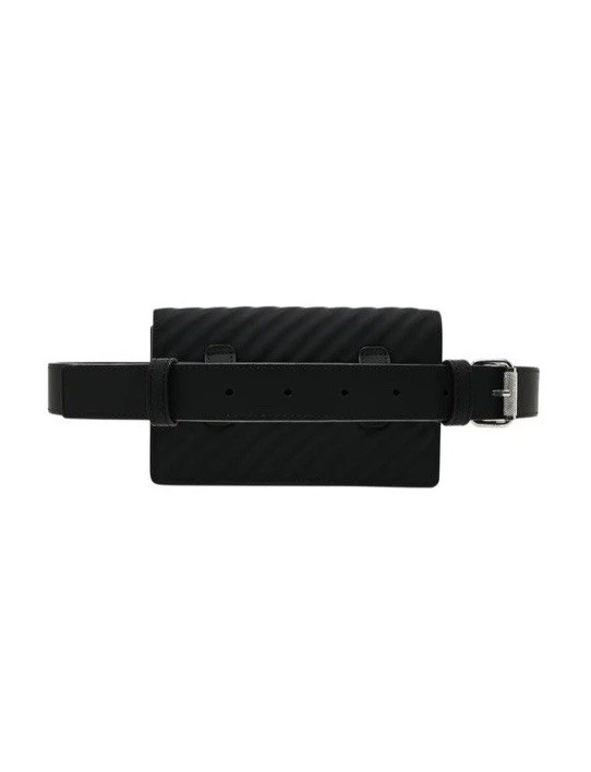 NWT Off-White Belt Bag Fanny Pack Black Jitney 0.8 Matt Leather Pink Logo O/S