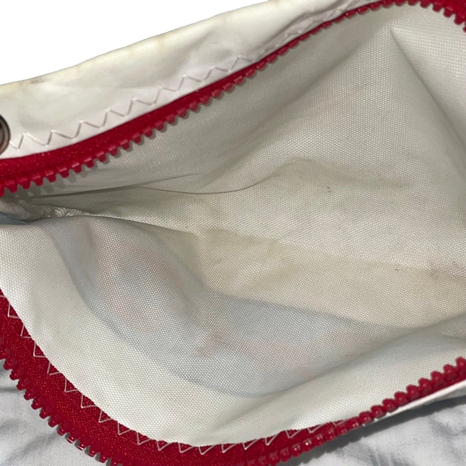 Sail Anew Geneva IL Recycled Sailcloth Wristlet Pouch Red Lobster Blue Stripe