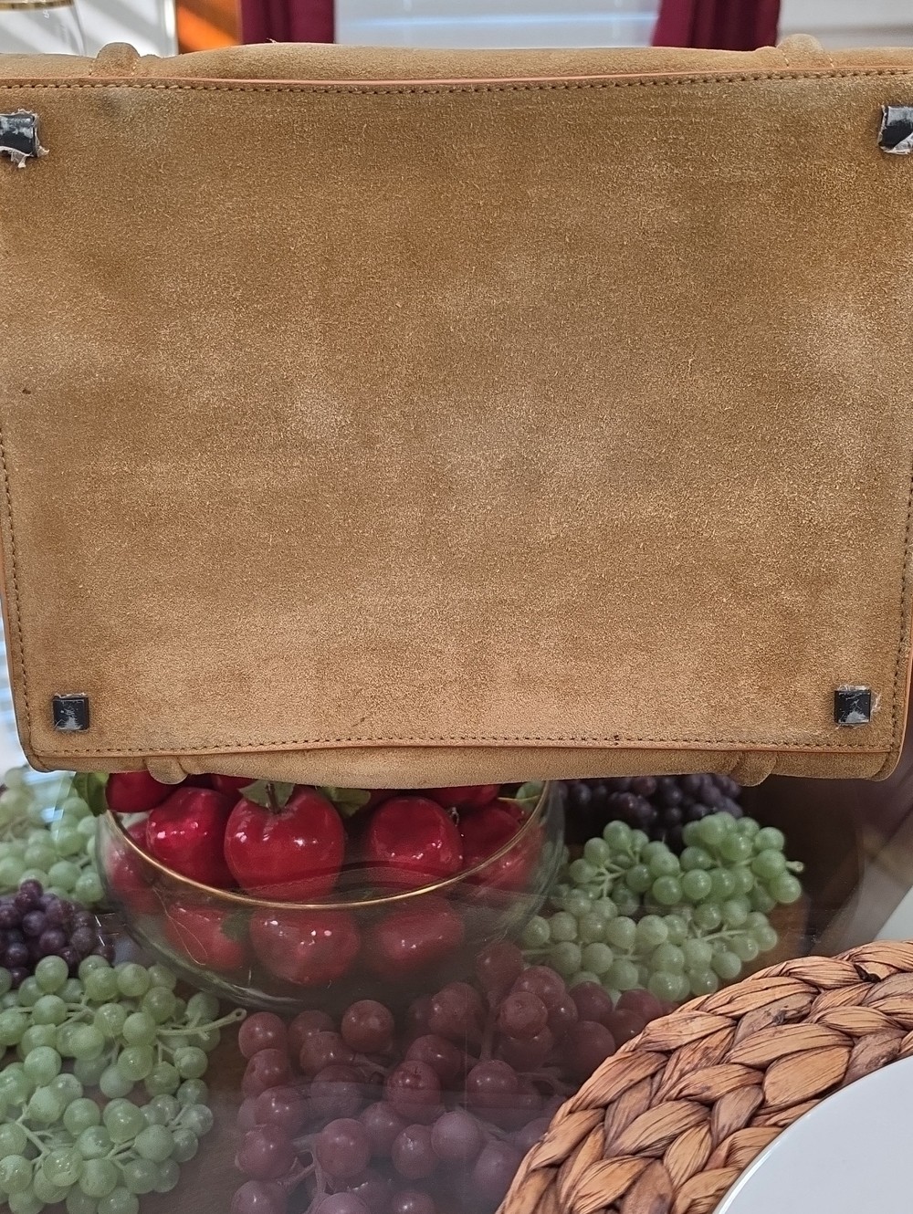 Authentic (U-PA-0120) Céline Medium Suede Phantom Luggage Tote – Dune / Beige