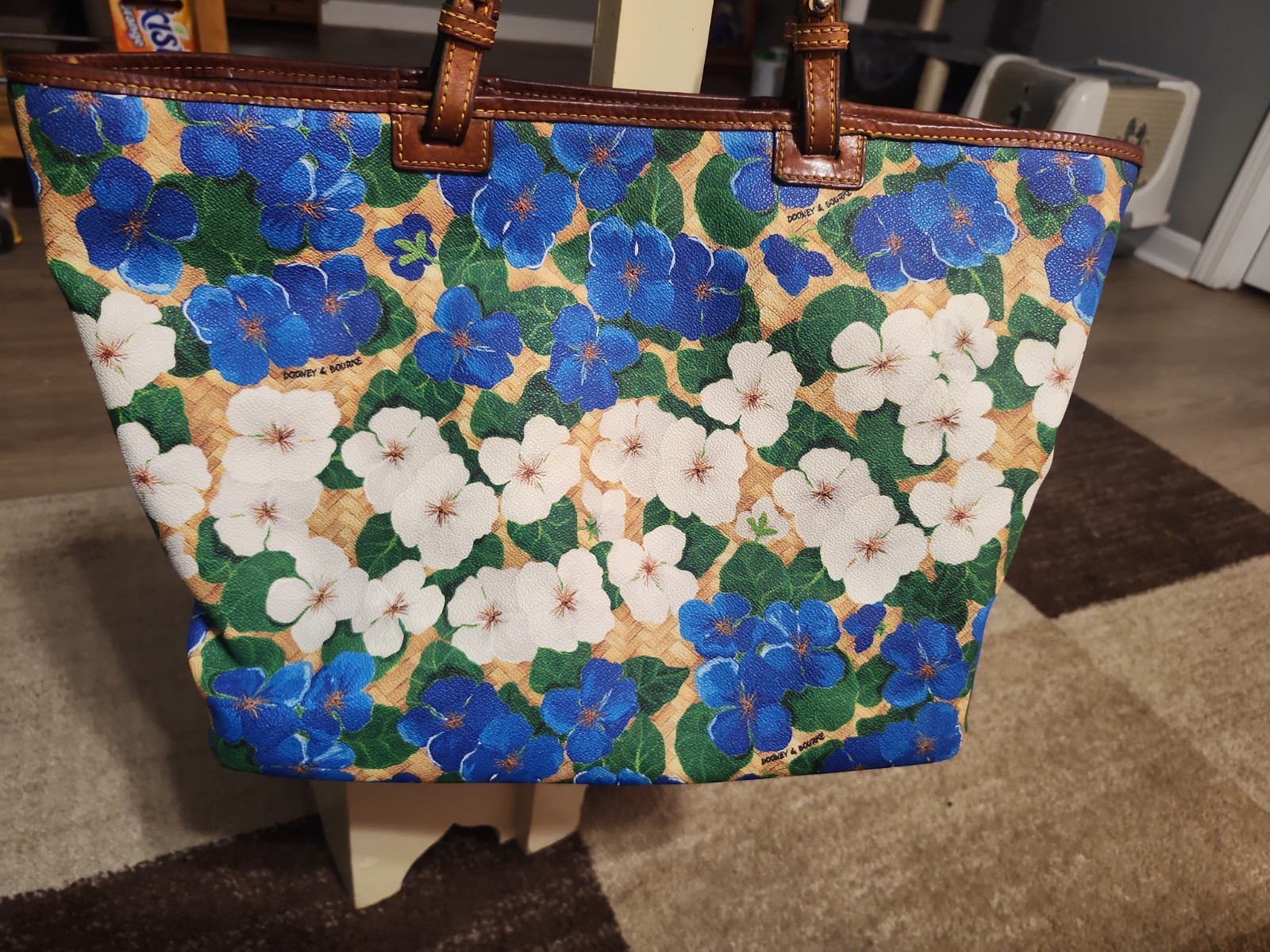 Dooney & Bourke Blue And White Floral Shoulder Bag