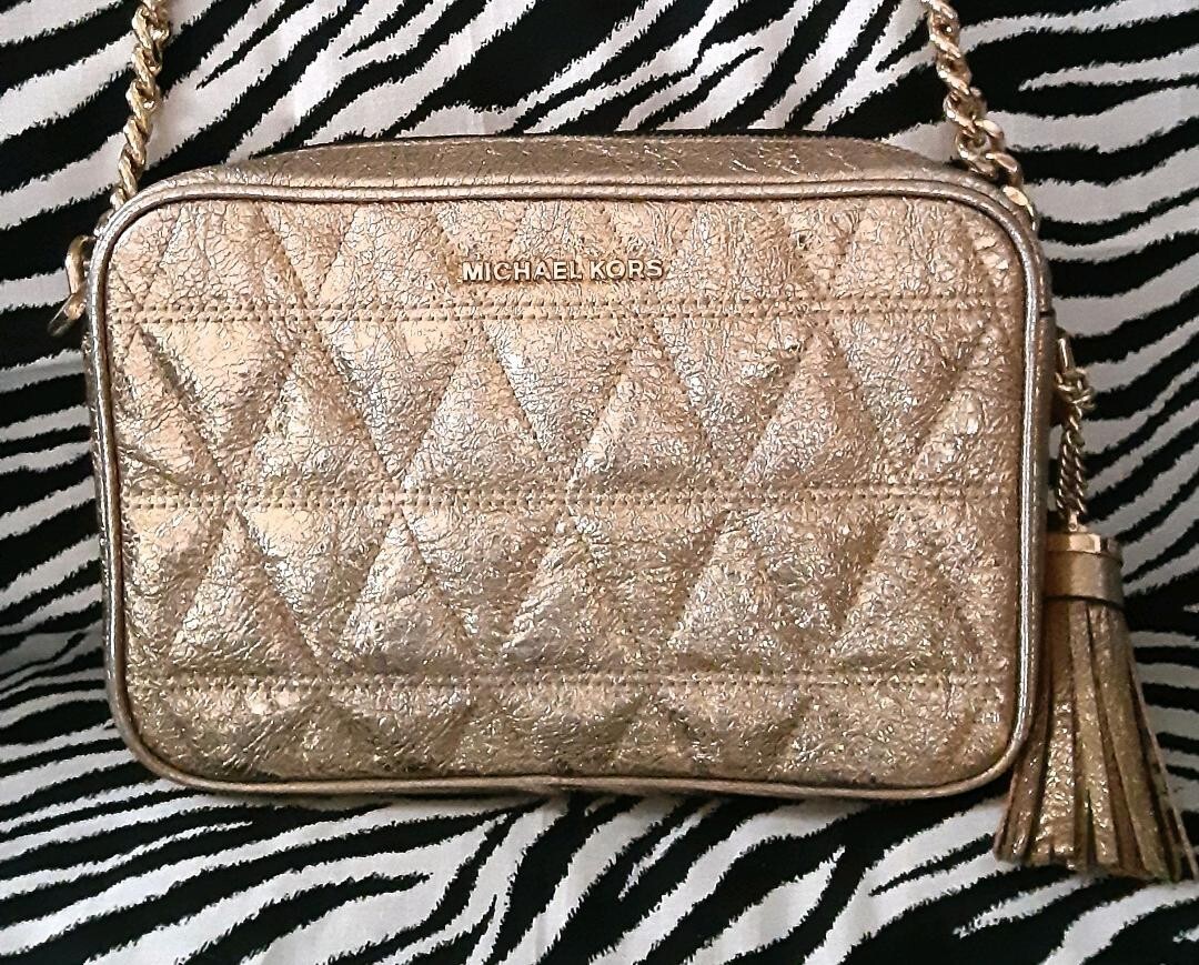 Michael Kors RARE RETIRED STYLE STUNNING SPARKLING GOLD SHOULDER/ CROSSBODY BAG