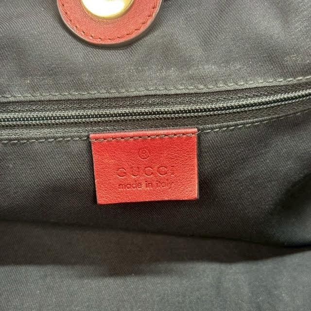 Auth Gucci Sukey Diamante Canvas Beige Red 211944 Tote Bag