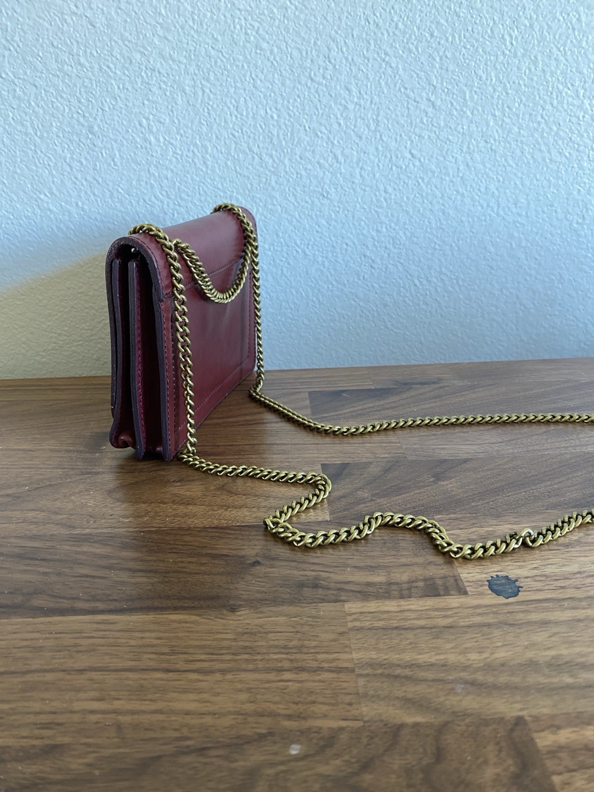 Madewell Burgundy Leather Convertible Chain Crossbody Shoulder Bag