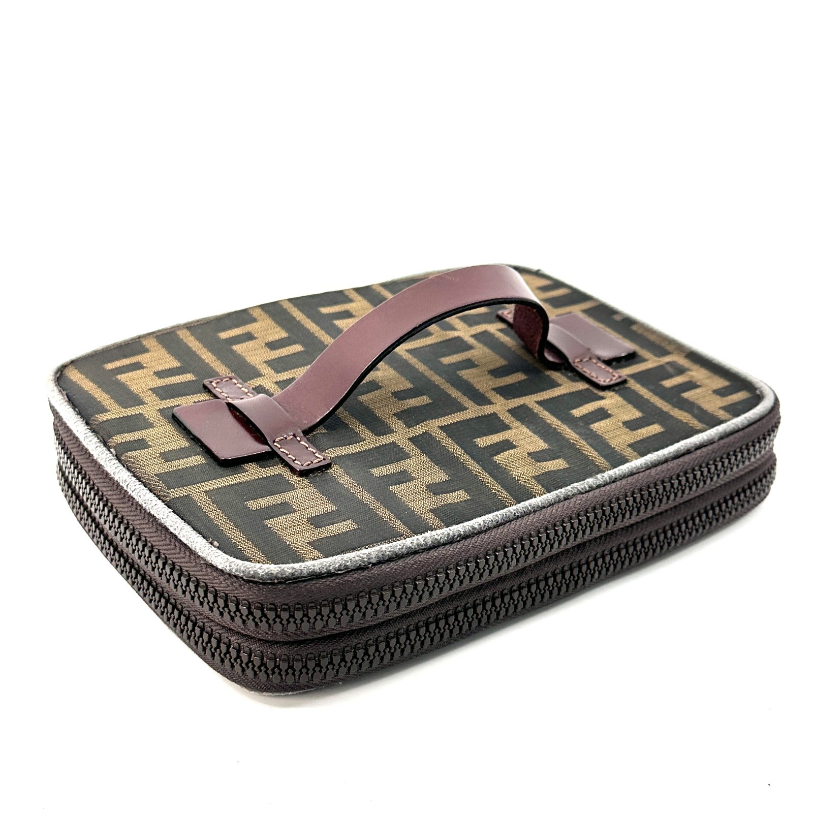 Fendi Zucca Vanity Bag Canvas Brown Authentic