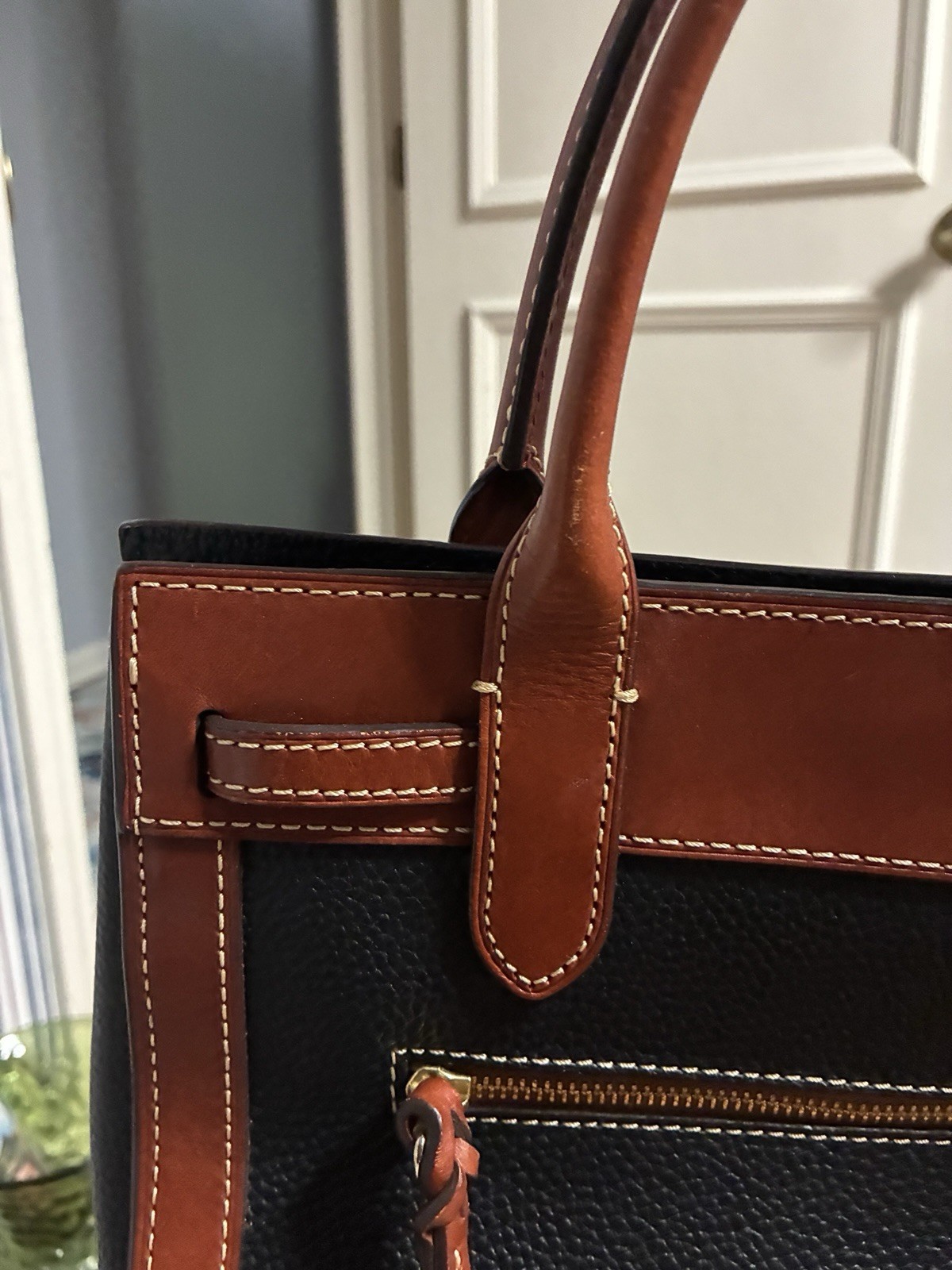 Dooney & Bourke Ariel Satchel – Black with Brown trim