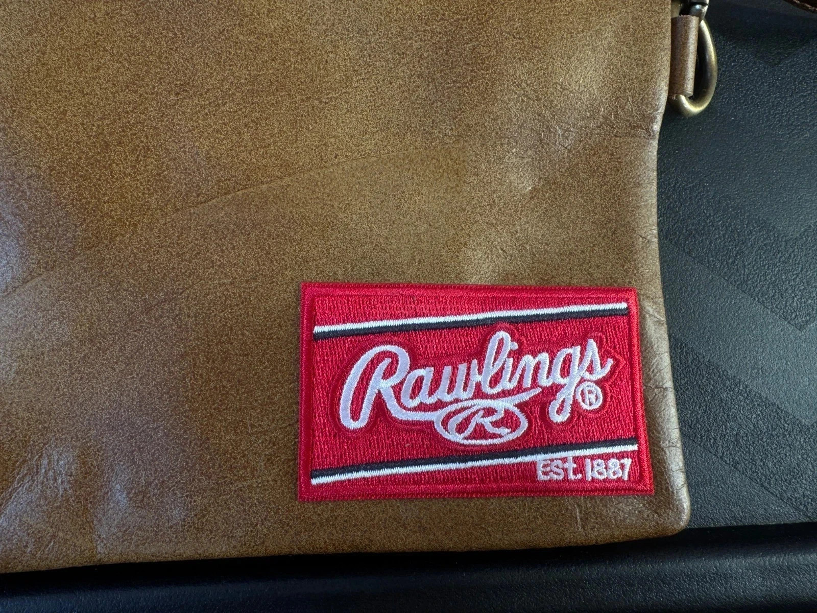 Rawlings EST 1887 Brown Leather Crossbody Wallet Purse Multi Zip Bag