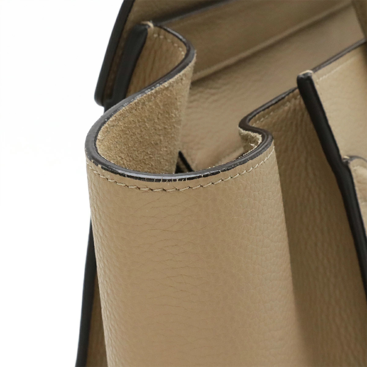 Celine Luggage Mini Shopper Tote Bag 165213 Solid Leather Beige Unisex #BLB898