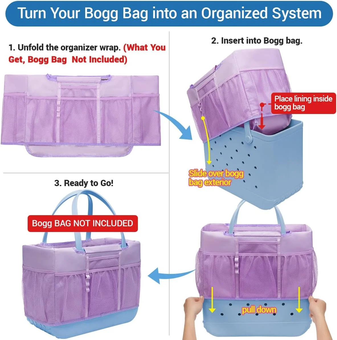 Beach Bag Organizer Insert for Extra Large Bogg Bag Accessories,Xl X Lightweight
