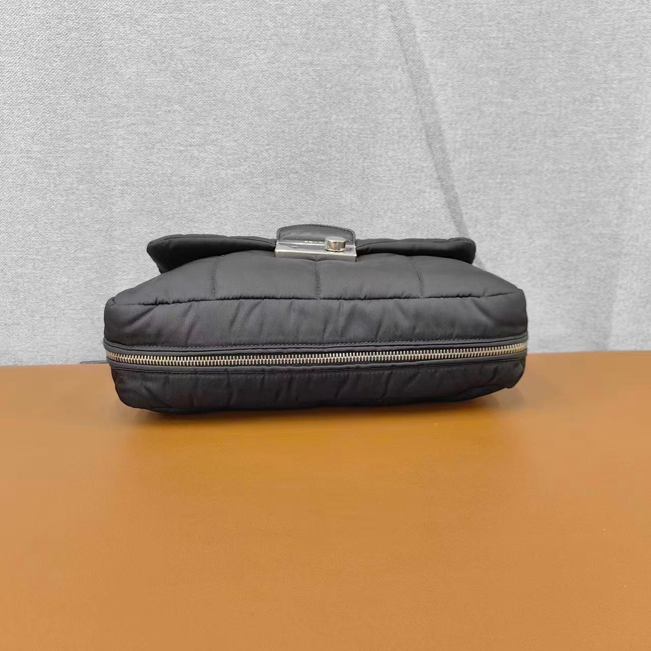 Prada Nero Black Padded Nylon Quilted Nylon Regular Chain Flap Shoulder Bag
