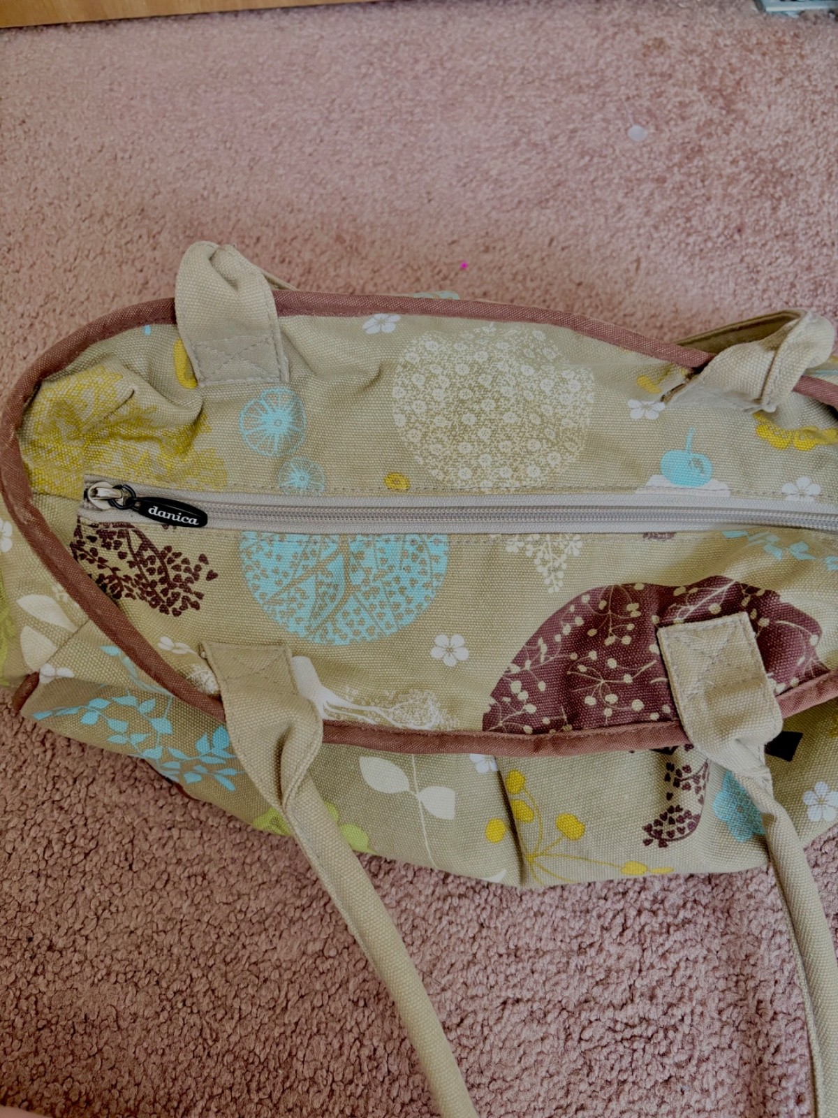Danica Studio Canvas Tote Bag Forest Tree Floral Nature Print Boho Shoulder Bag
