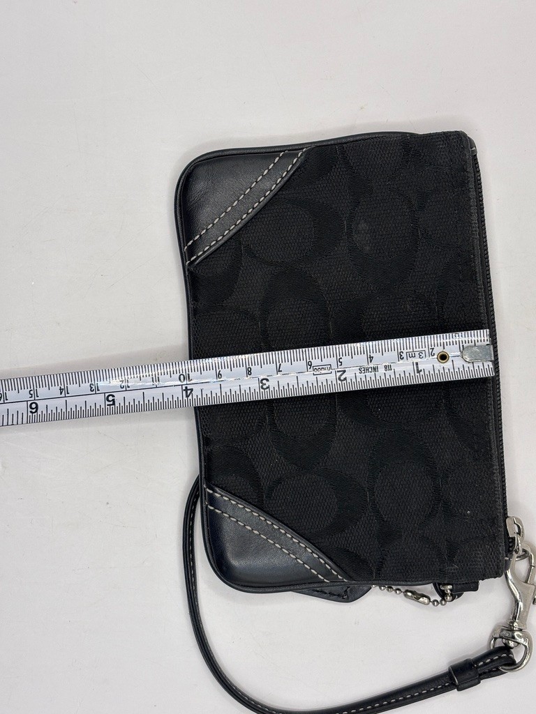 Coach Wristlet vintage black monogram fabric leather trim with tag