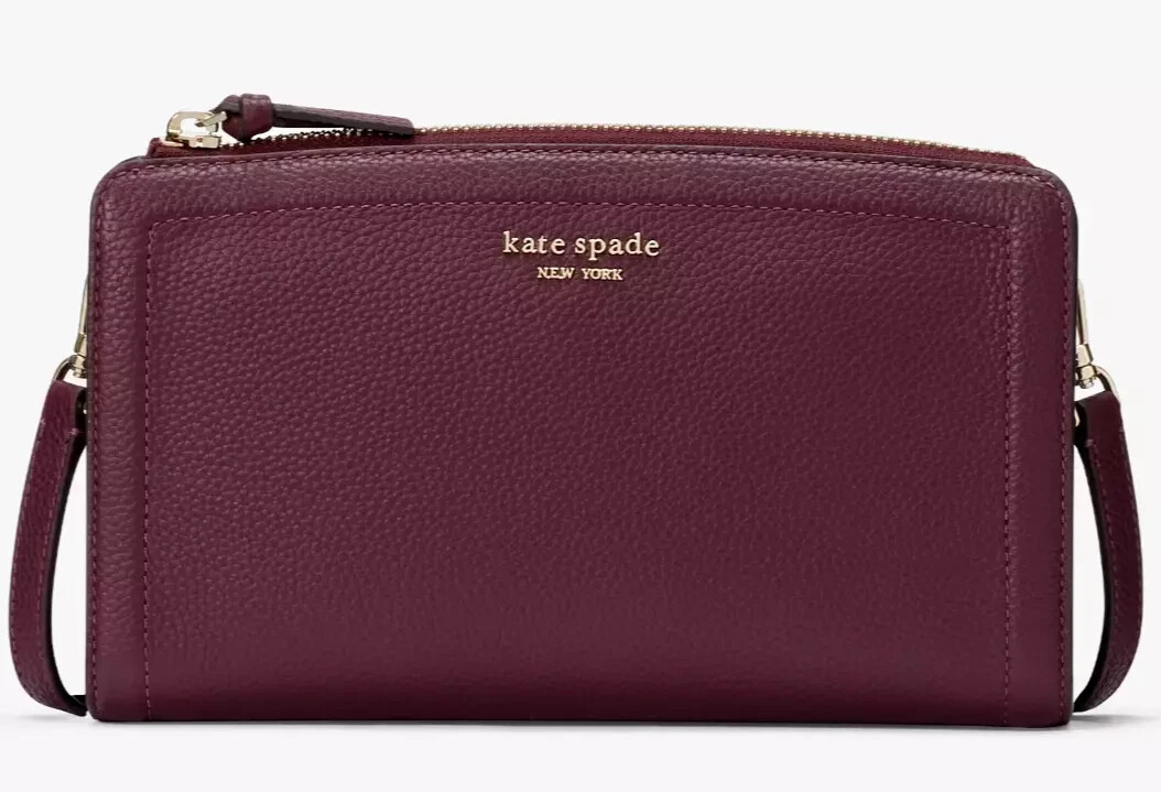 Kate Spade Knott Small Crossbody Bag Deep Cherry Leather Purse K6554 NWT $198
