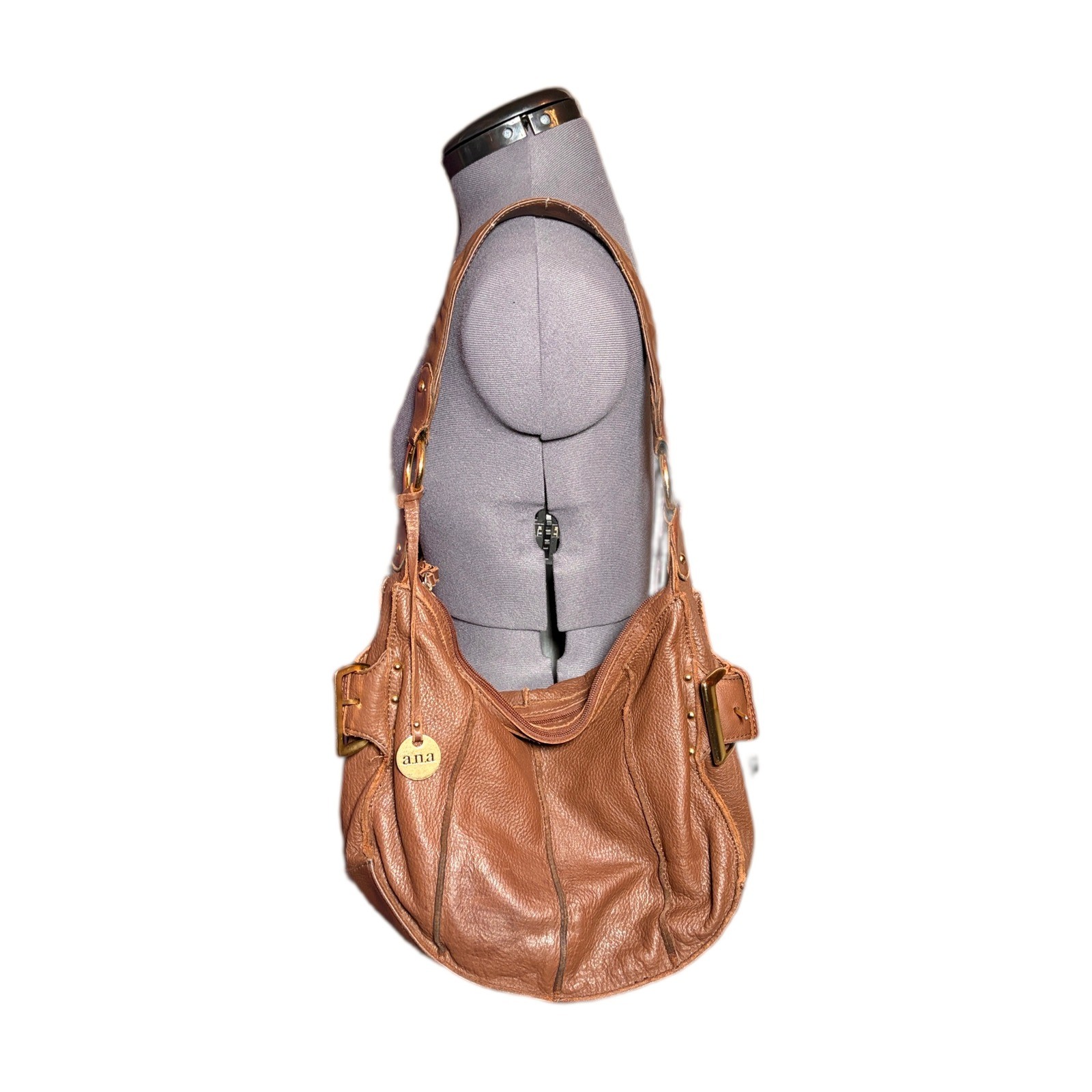 a.n.a Pebbled Leather Hobo Bag Y2K Grunge Brown Vintage Y2K Shoulder Bag DAMAGED