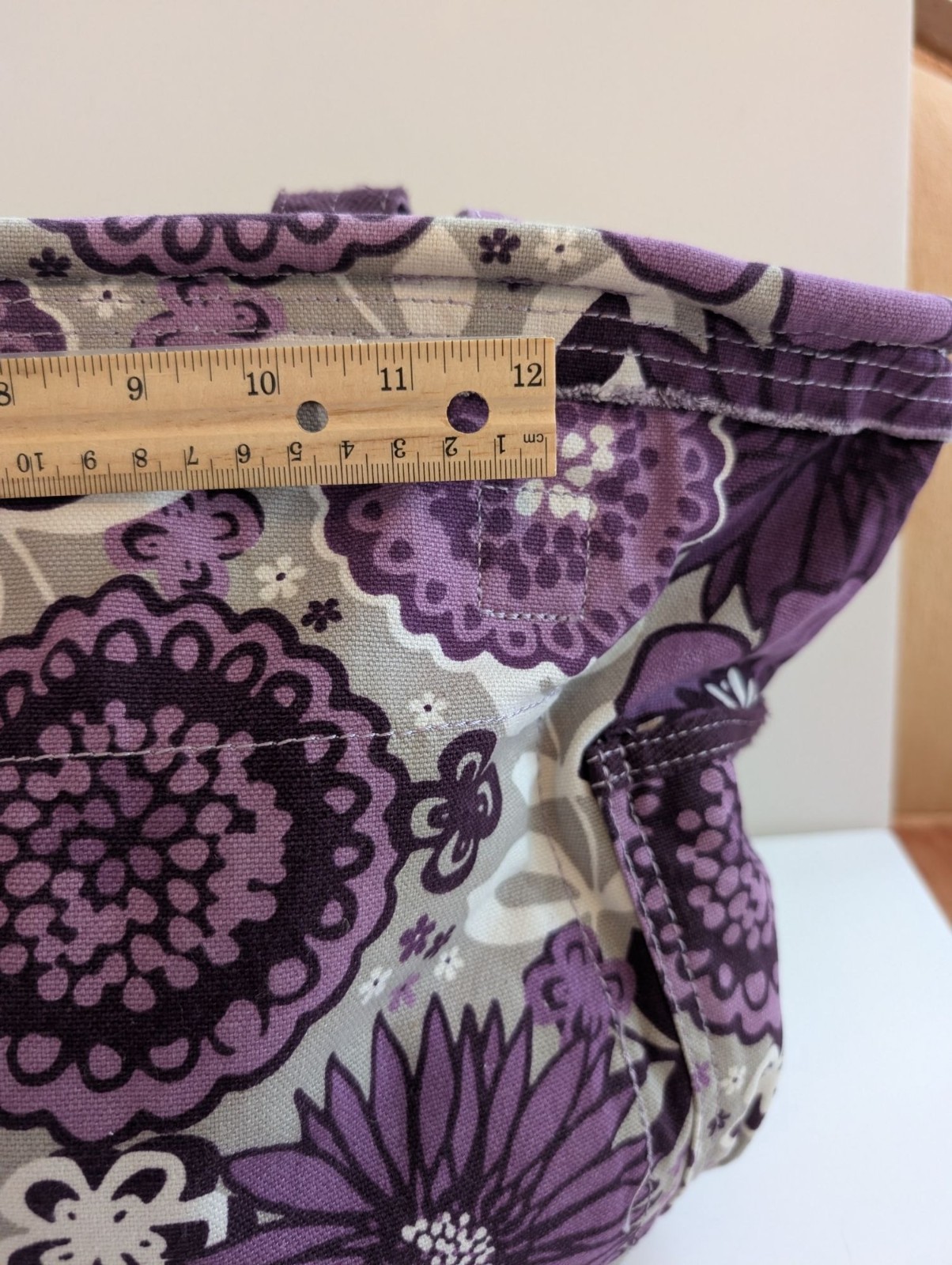 Thirty-One Retro Metro Tote Bag Retired “Plum Awesome Blossom” Canvas Storage