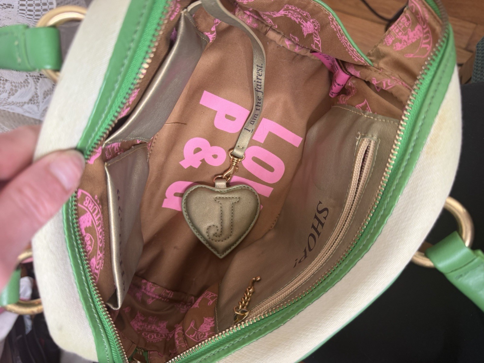 Vintage Juicy Couture Lady Juicy Lime Green & Pink Bowler Bag