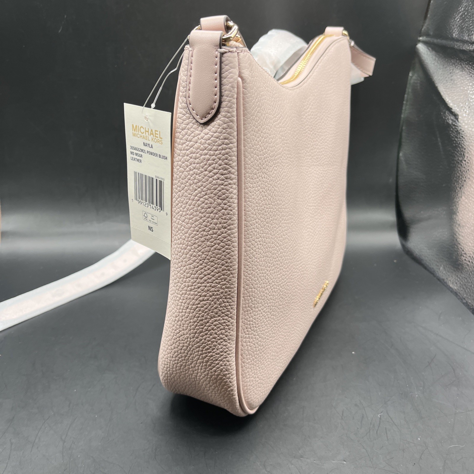 Michael Kors Nayla Medium Satchel Pebble Leather Crossbody Bag Pink Blossom/gold