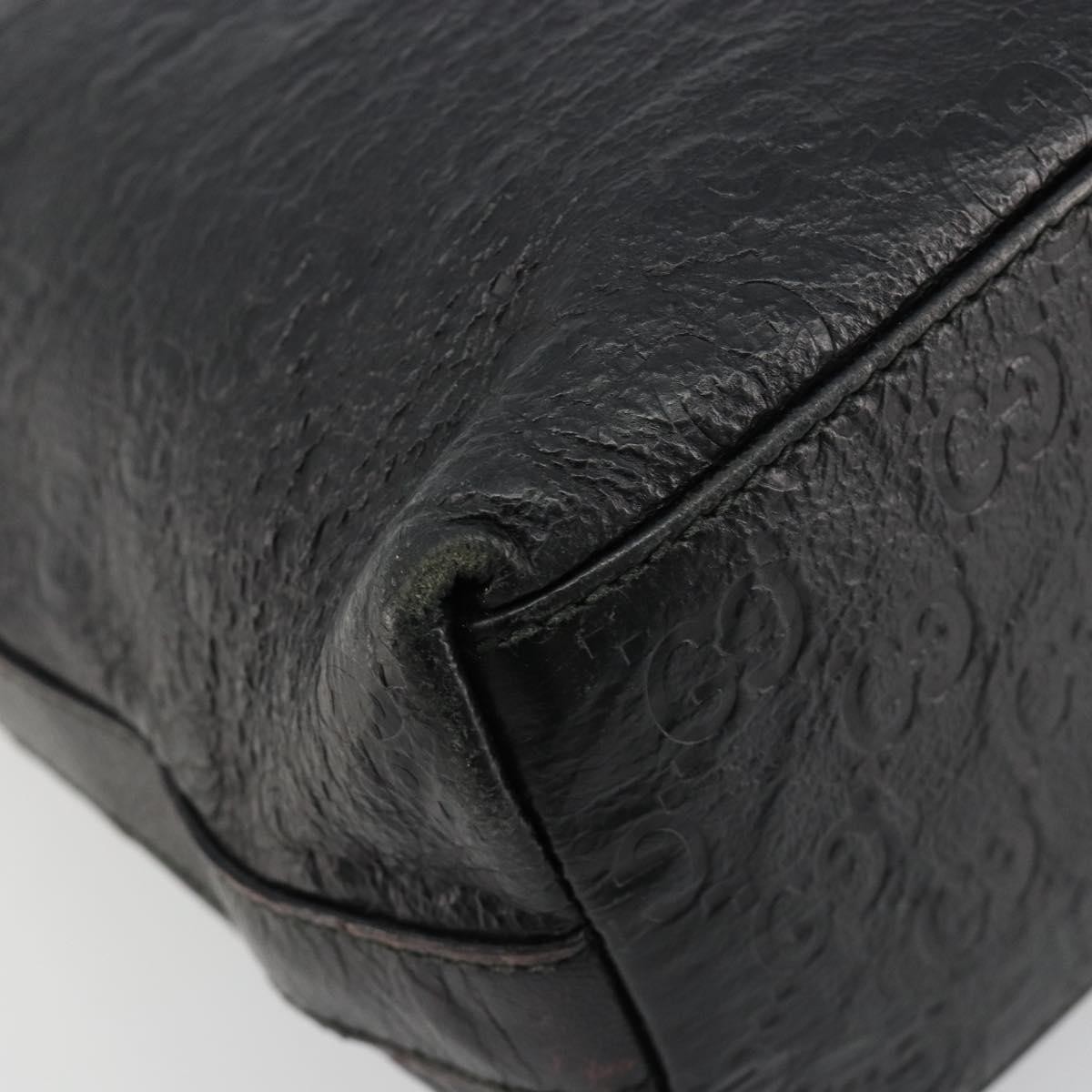 GUCCI GG Canvas Guccissima Shoulder Bag Leather Black Silver 257282 Auth ka4401
