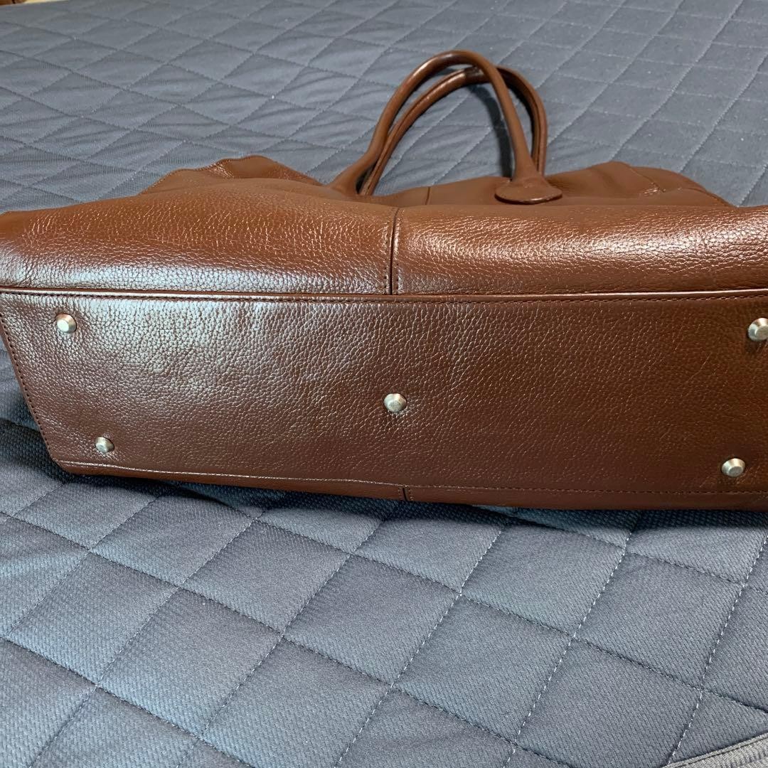 Tsuchiya Kaban Dark Brown Leather Tote Bag A4 Compatible Auth