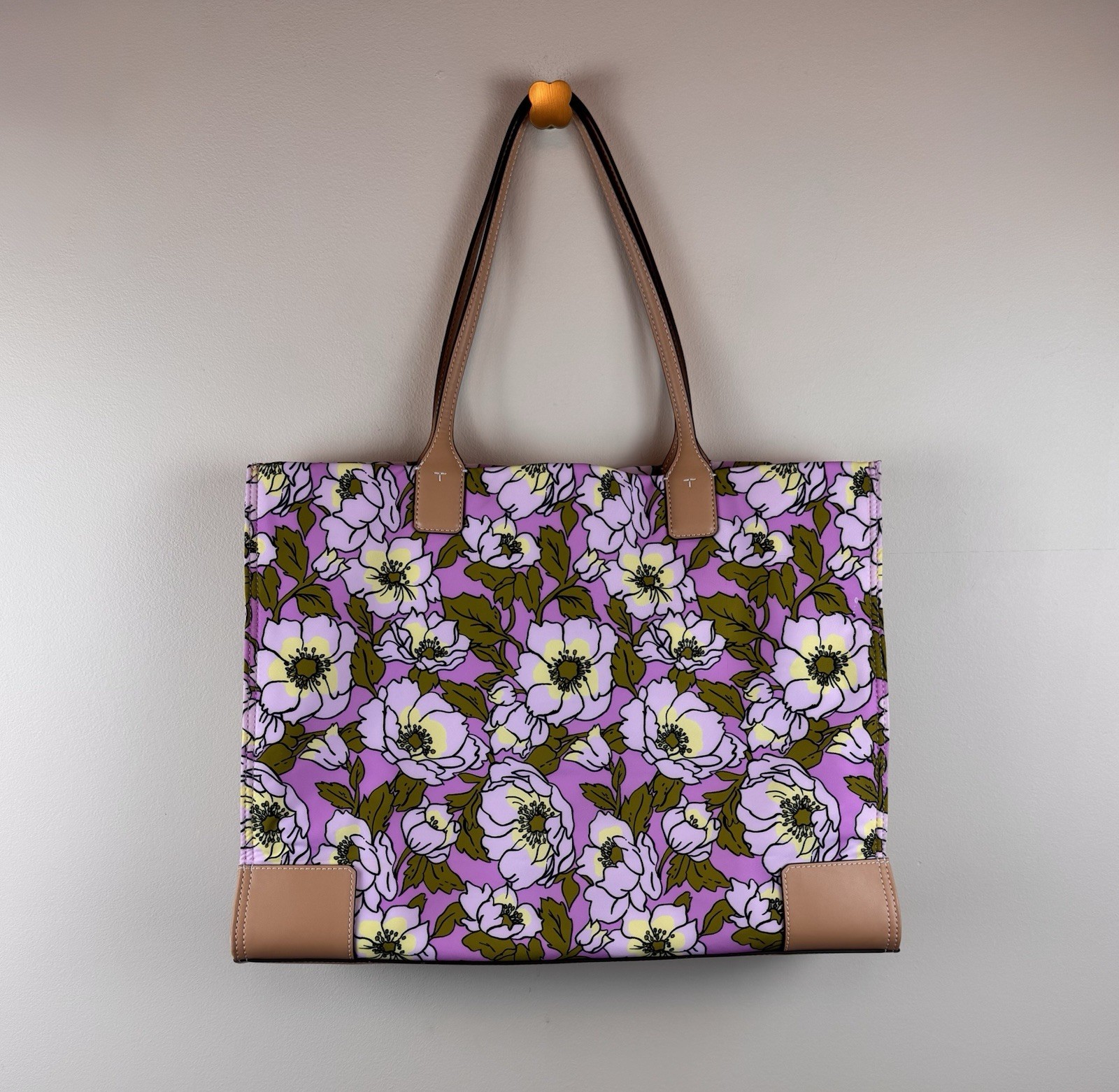 Tory Burch Ella Flower-Print Tote Bag in Aster Pink Flower