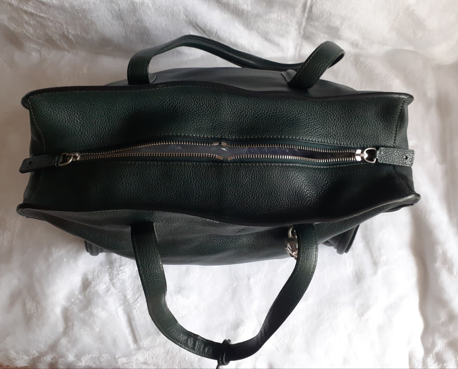 Alexander McQueen Skull Padlock Zip Around Tote Bag Calfskin Forest Green Large