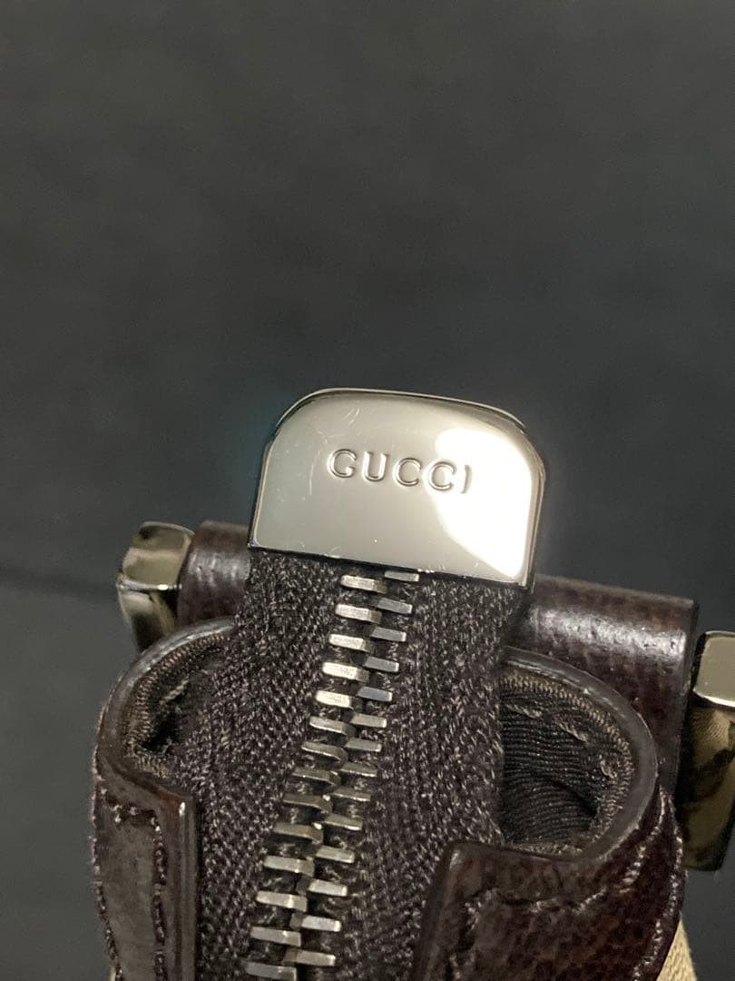 GUCCI GG Canvas Half Moon Messenger Shoulder Bag Brown Unisex 181092 Near Mint