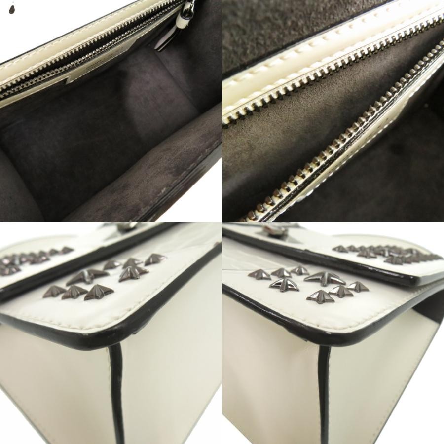 JIMMY CHOO Bag: Star Studs Pixie Top Handle White W20H15D10.5cm w/strap;