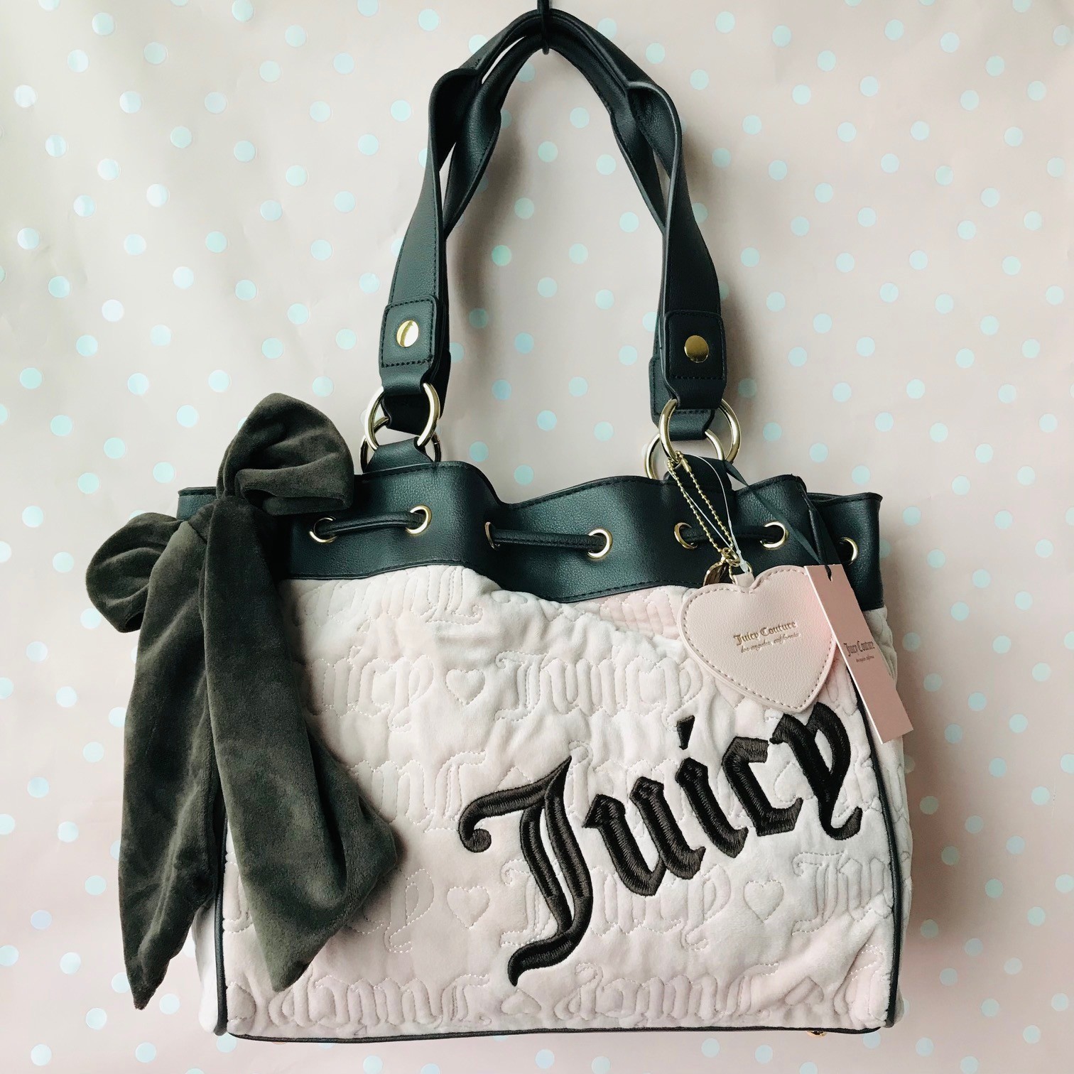 Juicy Couture Vintage Dreams Tote Bag Dusty Blush/CHOCOLATE Daydreamer NWT