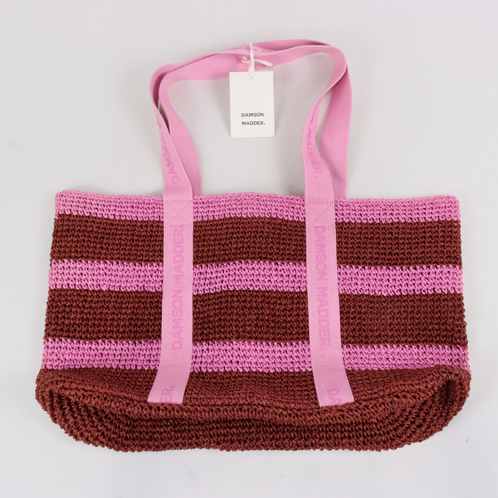 Damson Madder Stripe Raffia Tote Bag In Pink And Red Women’s One Size Lot of 3