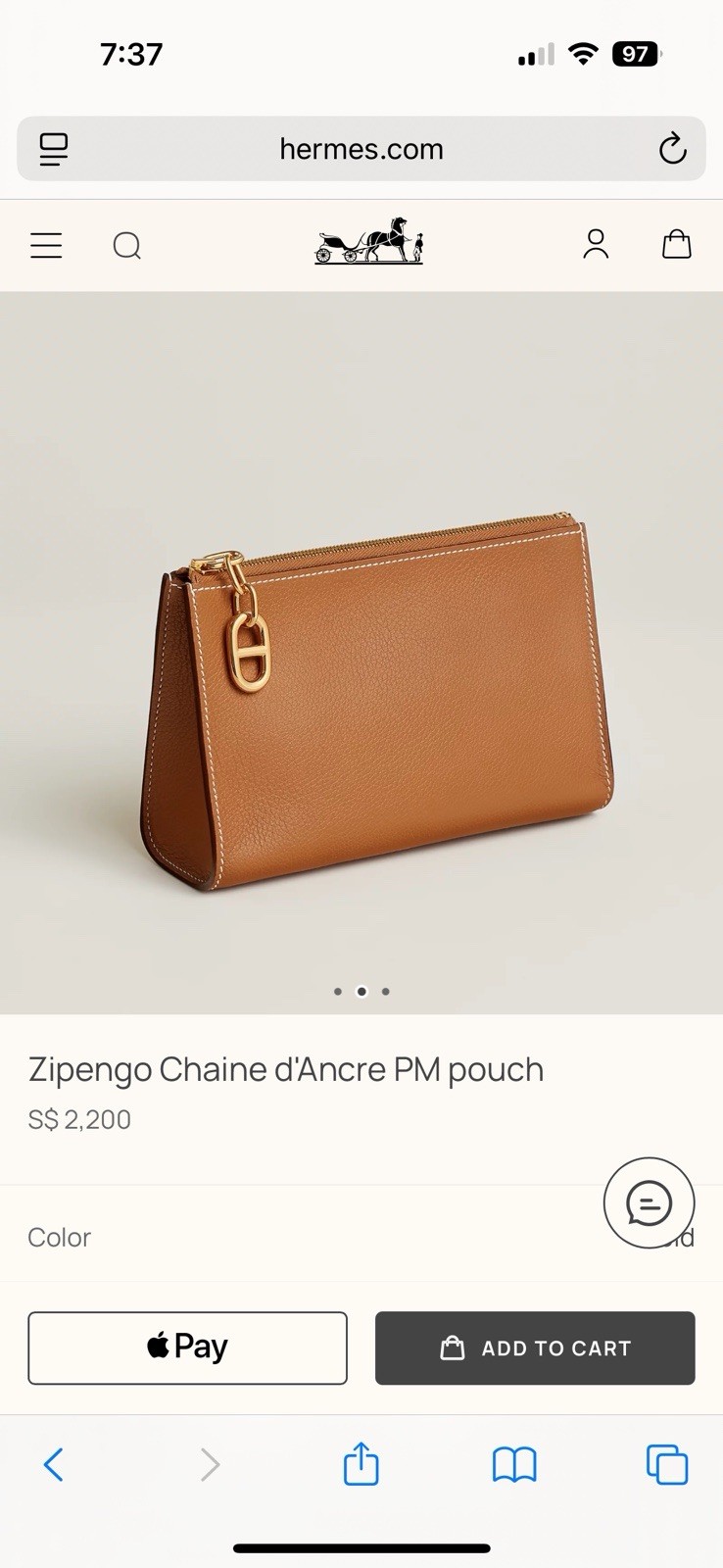 BNWB Hermes Zipengo Chaine d’Ancre PM pouch