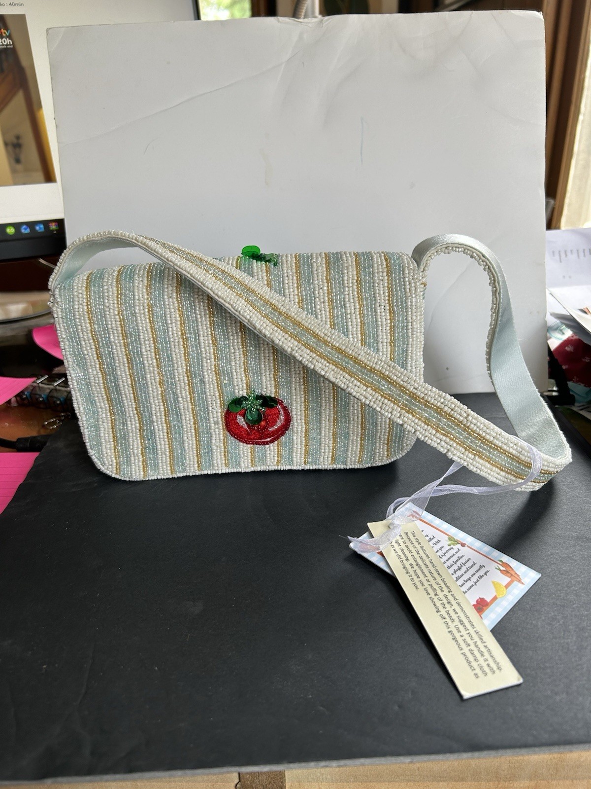 Beaded Tomato Hand Bag Handcrafted Made In India New Design