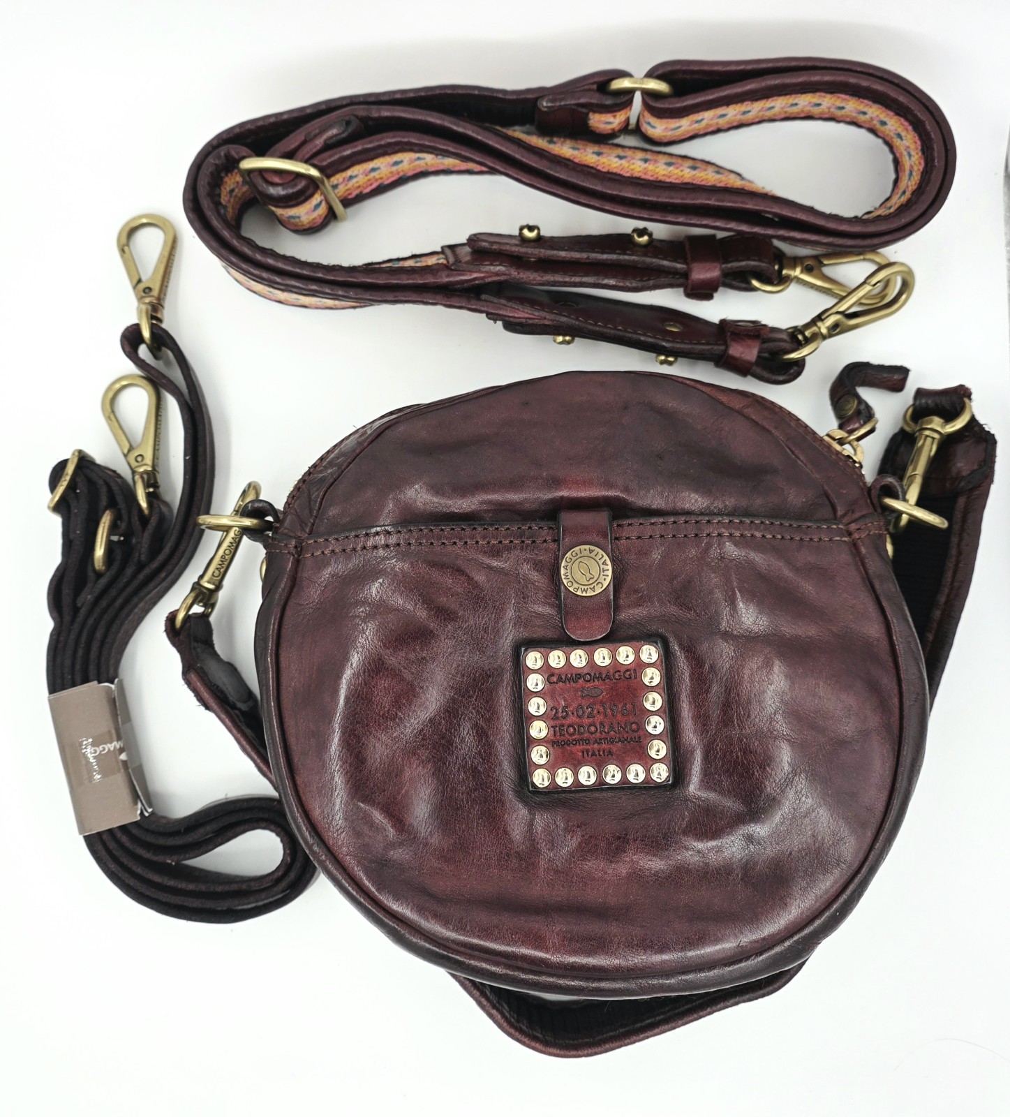 NEW Campomaggi Centarius Purple Brown Leather Crossbody Shoulder Bag + 3 STRAPS