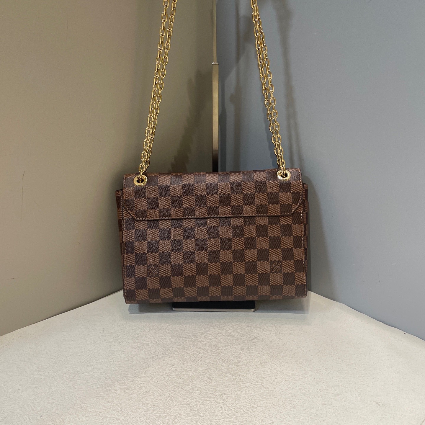 Louis Vuitton Vavin Damier Ebene Black Leather Chain Shoulder Bag