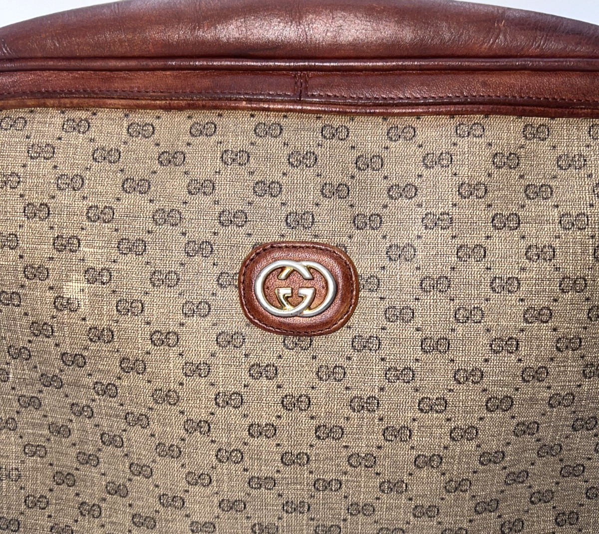 Gucci Micro GG PVC Leather Shoulder Bag Brown Sherry Line Authentic