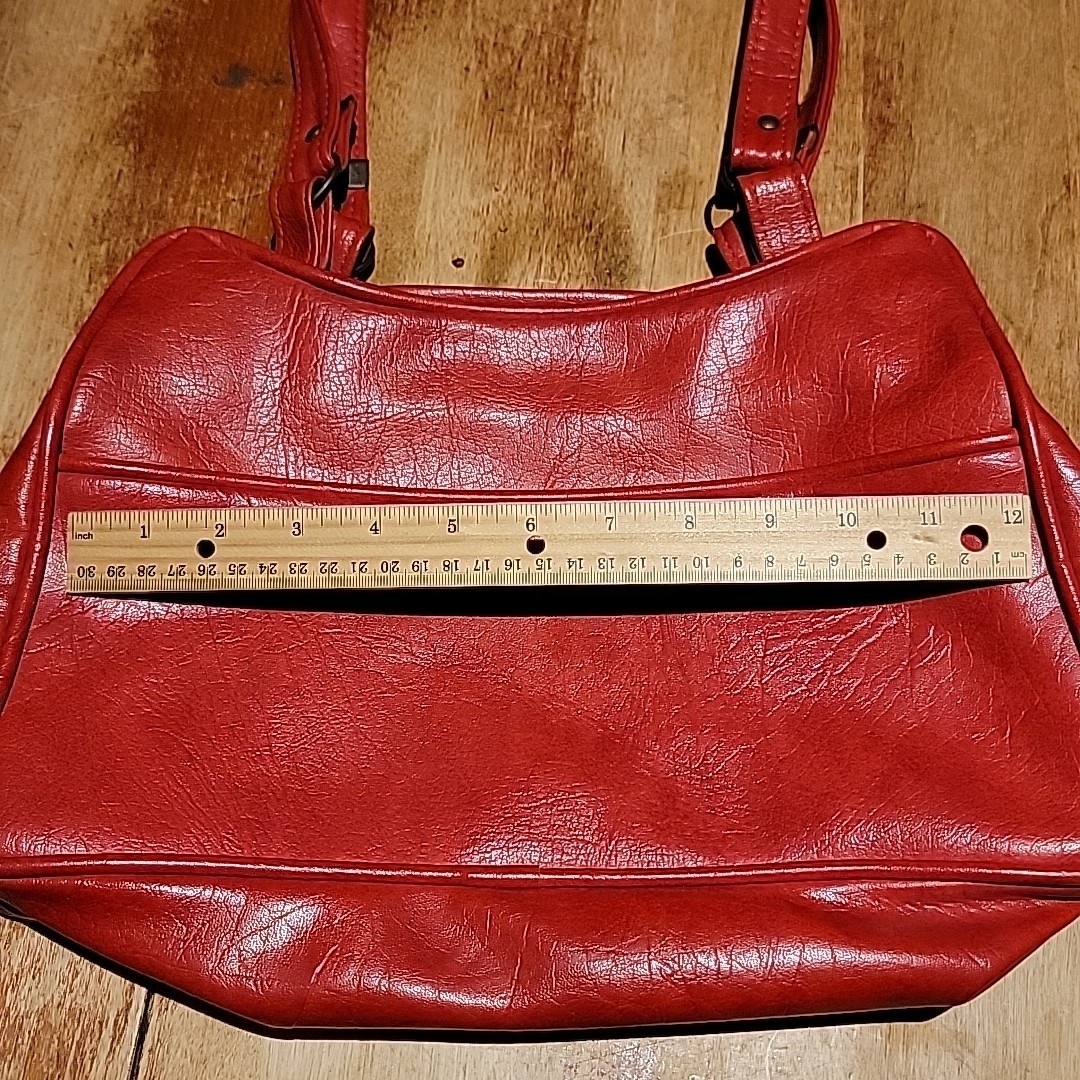 Vintage FS Originals Leather Shoulder Handbag Purse Bag Red Marbled Classic Chic