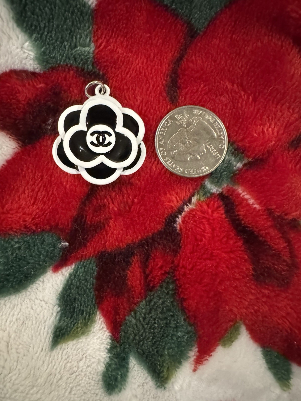 Chanel Flower Zipper Pull Button Charm