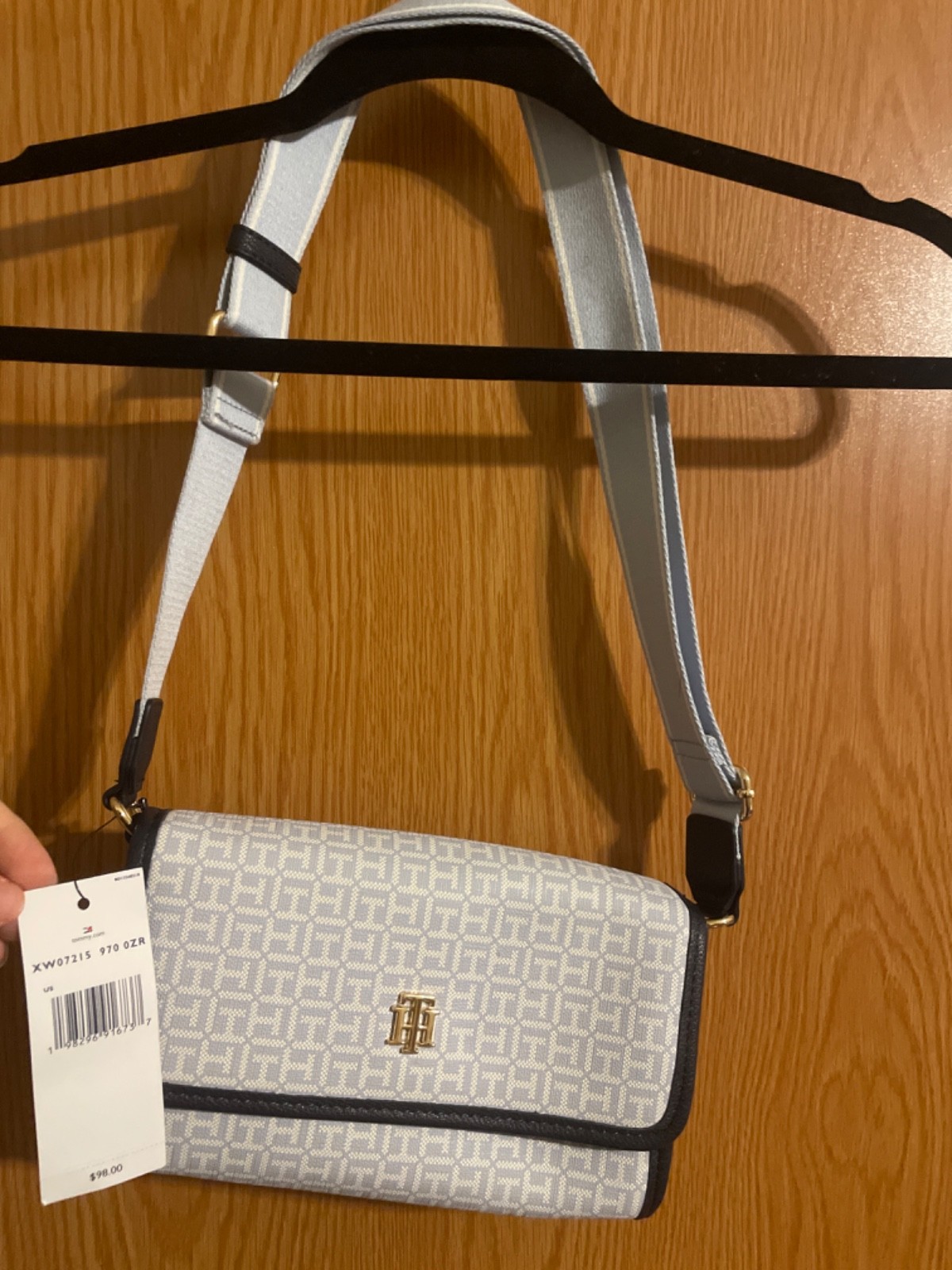 tommy hilfiher light blue cross body bag and/or purse